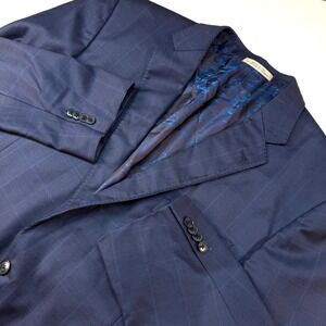 Joseph Abboud 46L Navy Check Wool Blazer Tallia‎ di Delfino Italy